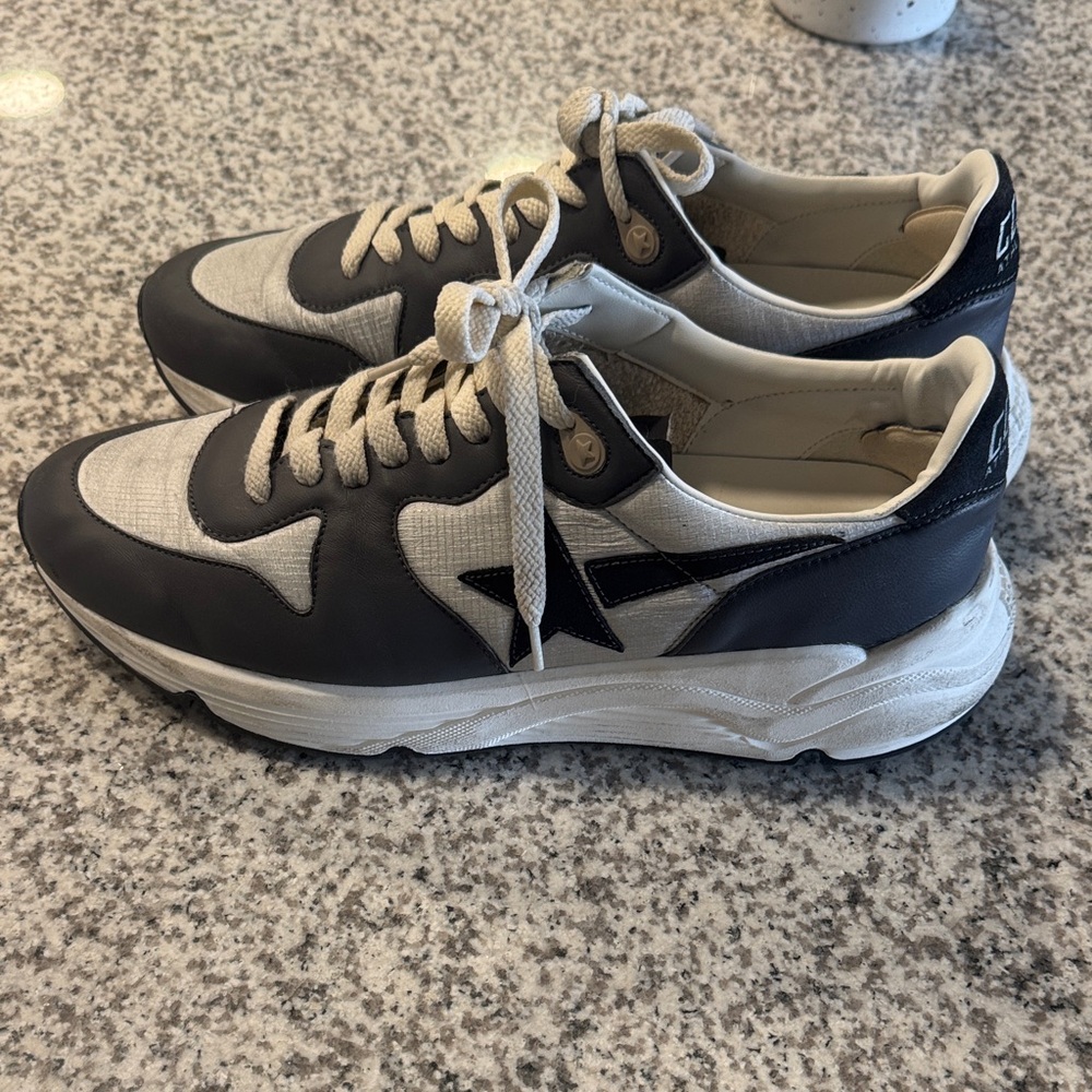 Golden Goose Running Men's Black and White Sneakers